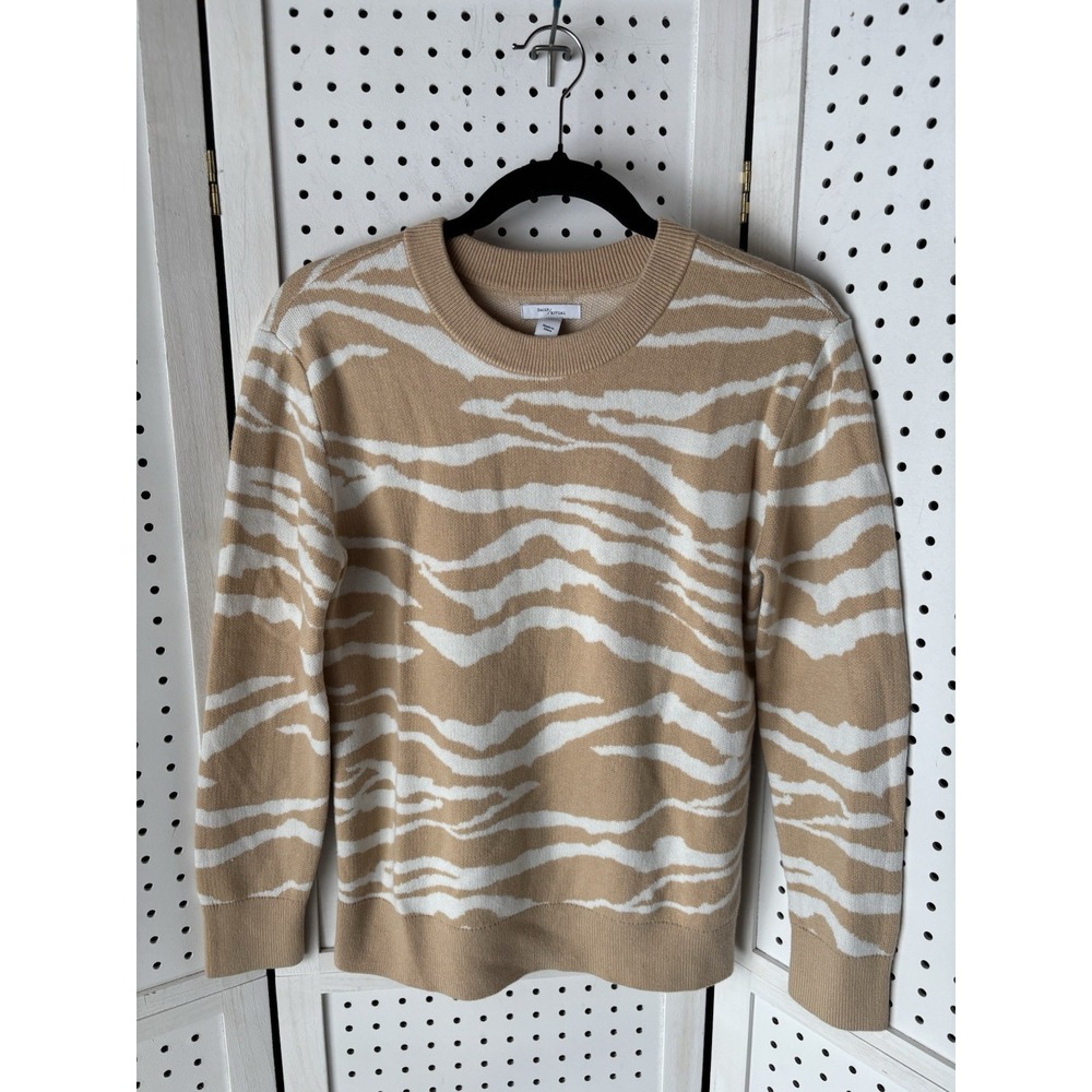 Daily Ritual Zebra Print Tan /‎ White Women's XS Soft Cozy Acrylic Nylon